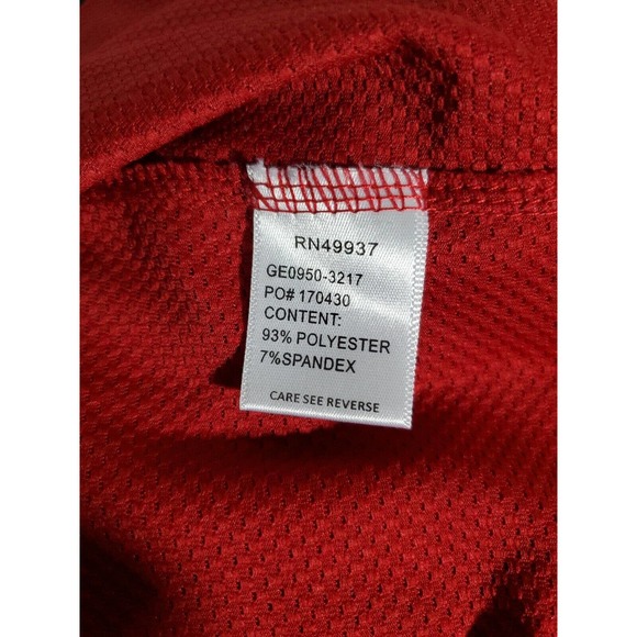 Tail Women's Short Sleeve Golf Polo Shirt Size L Red Zip Polyester Silver Studs - Picture 6 of 8